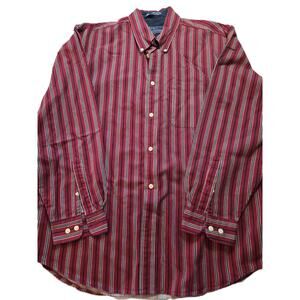 Vintage John Ashford Button Down Mens Large L Striped Shirt 90s Cotton RN 13711